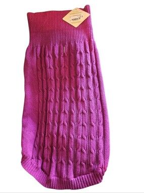 FREE* St. John’s Bark adorable Cable Knit cotton Dog sweater Hot Fuchsia  Sz.L